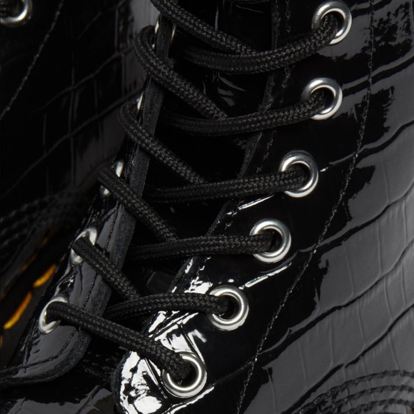 DR. MARTENS 1460 W Black Patent Lamper Croc Emboss Boots - Picture 8 of 16